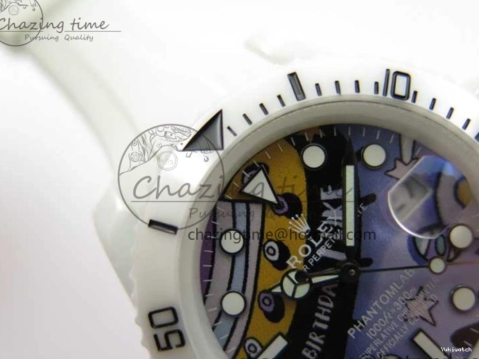 Ceramic Edition 40mm White Dial Submariner Painting White on Best Strap SA3135 Rubber 5GF 0104